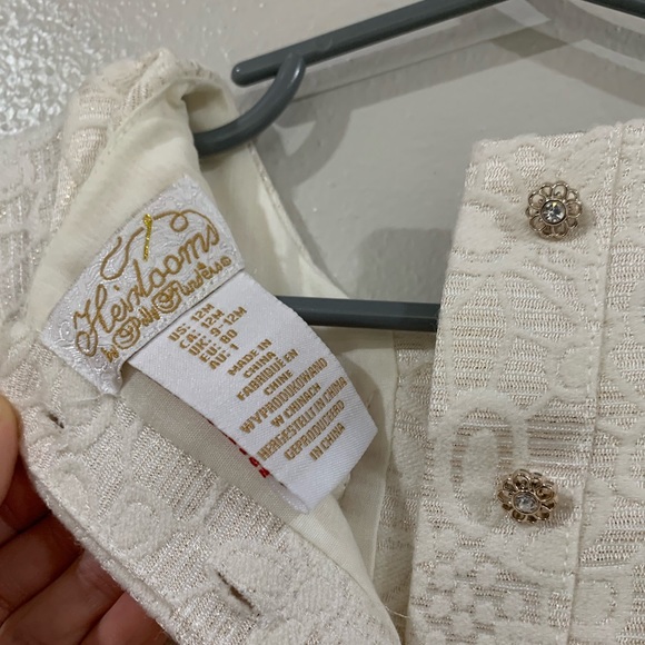 NWOT Beautiful tender milky white with gold sparkles Girl dress size 12 month - Picture 3 of 4